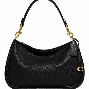 Coach Black Leather Shoulder Bag with Gold Hardware